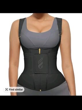 FEELINGIRL Black Waist Trainer with Gold Hardware
